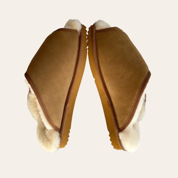 Vermont Country Store Sheepskin Adjustable Scuffs Men 14 Shearling Slippers EUC - Picture 4 of 11